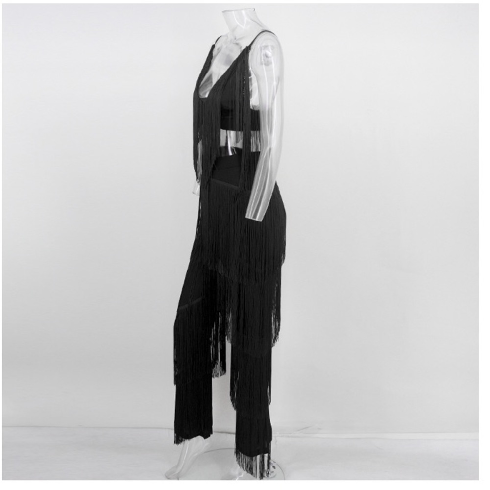 NEW! Black Fringe Pant Set - Picture 4 of 8
